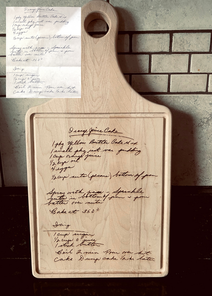 Handwritten Recipe Cutting Board