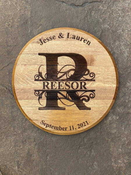 Laser Engraved Bourbon Barrel Head