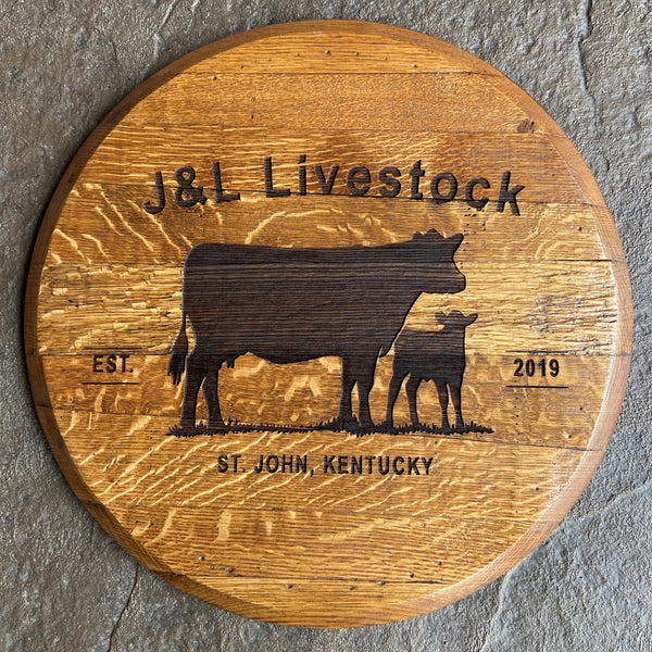 Laser Engraved Bourbon Barrel Head