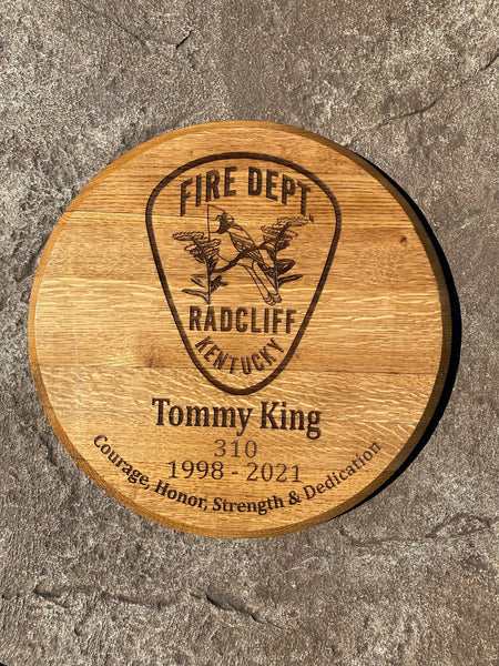 Laser Engraved Bourbon Barrel Head