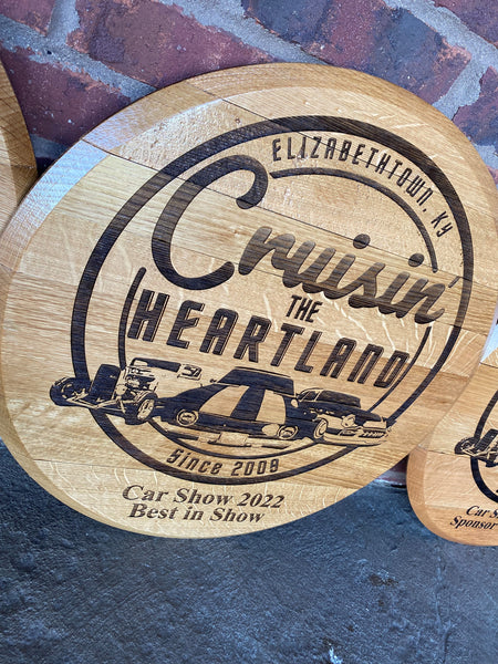 Laser Engraved Bourbon Barrel Head