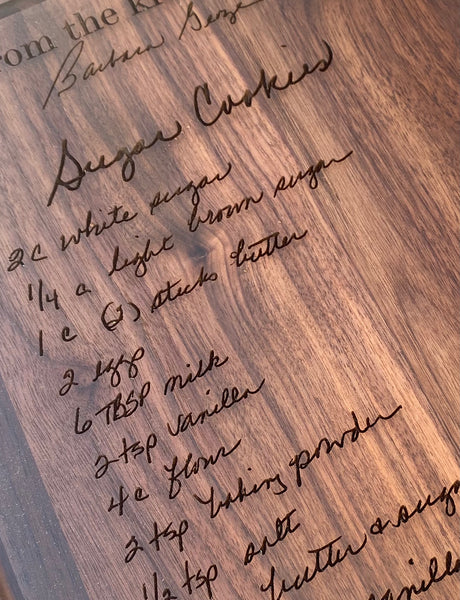 Handwritten Recipe Cutting Board