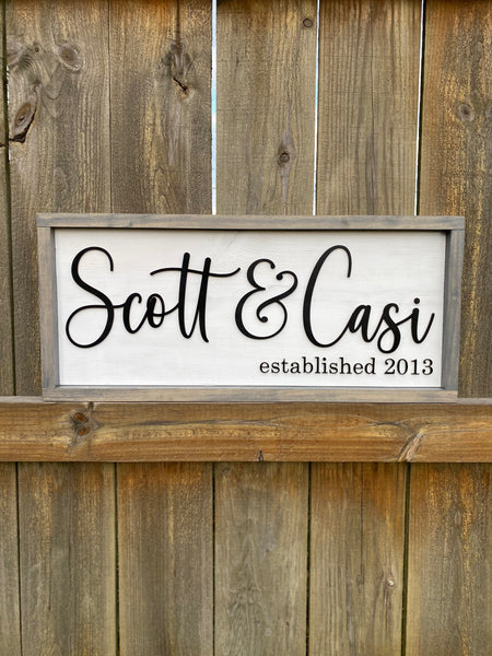 Couples Name Farmhouse Framed Sign