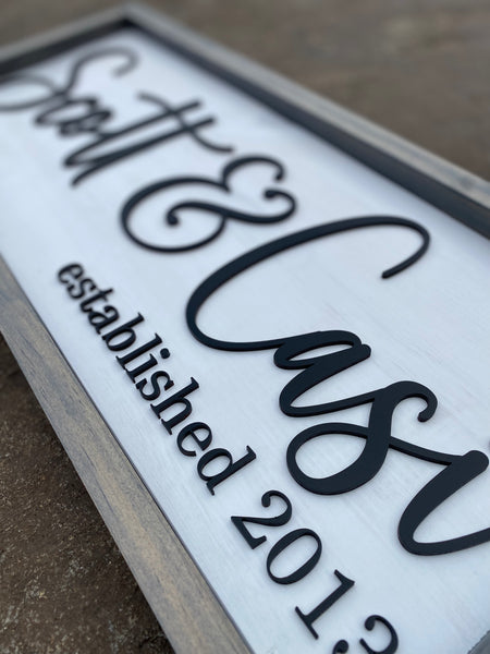 Couples Name Farmhouse Framed Sign