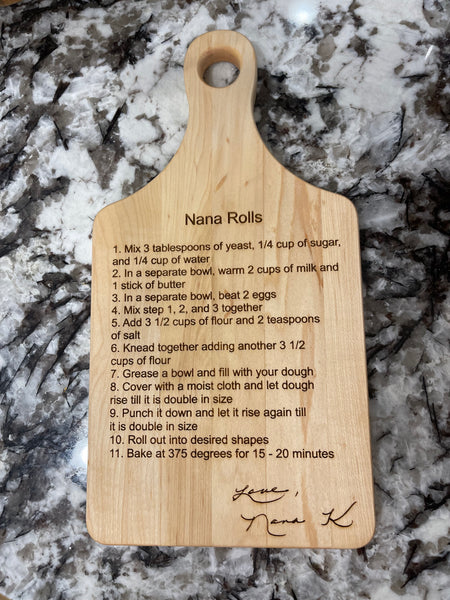 Handwritten Recipe Cutting Board