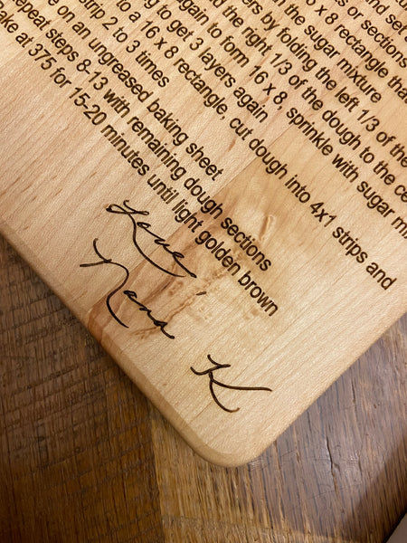 Handwritten Recipe Cutting Board