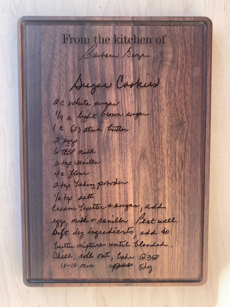 Handwritten Recipe Cutting Board